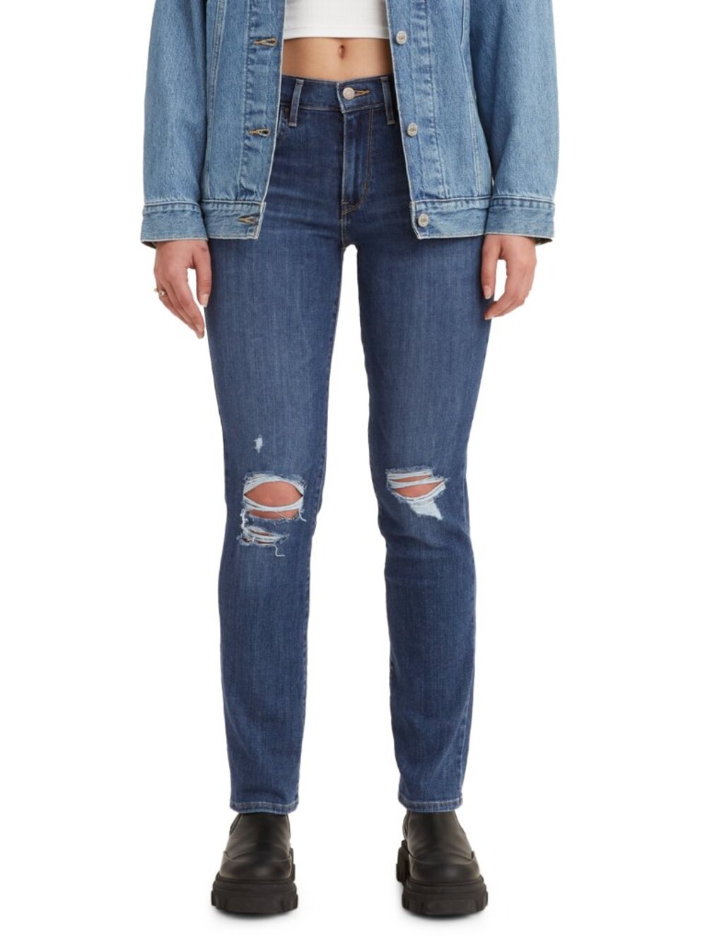 Levi's 724 High-Rise Slim Straight Jeans, Chelsea Made In, Size: 16 (33W x 30L)